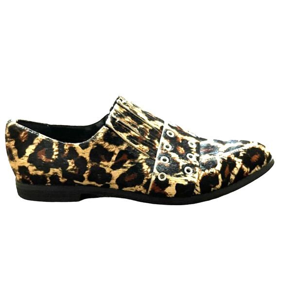 TREASURE & BOND Calf Hair Leopard Print Point Toe Slip On Ainsley Loafers SZ 8 - Picture 4 of 10